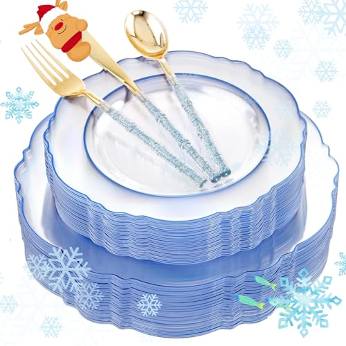150 Piece Disposable Plastic Plates and Cutlery Set