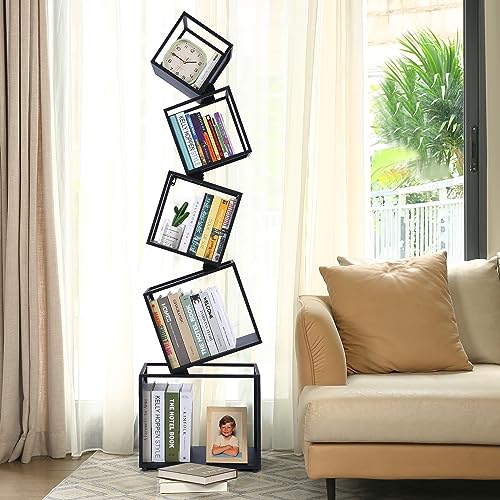 5-Tier Geometric Metal Corner Bookshelf
