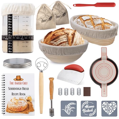 2 Piece Sourdough Bread Starter Jar and Baskets