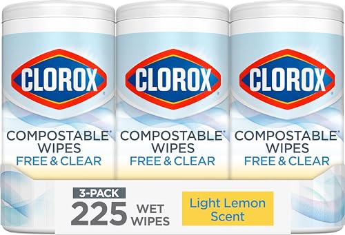 CLOROX Compostable Cleaning Wipes, Lemon Scent, 75 Count