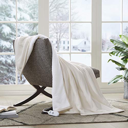 Serta Heated Reversible Fleece Sherpa Electric Throw Blanket