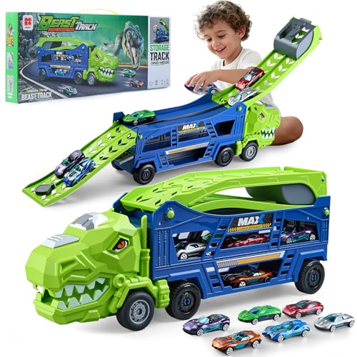 6 Die-Cast Dinosaur Truck Toy Set for Kids
