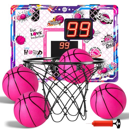 4 Ball Mini Basketball Hoop with LED Scoreboard