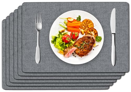 6 Pack Faux Leather Heat Resistant Placemats Set