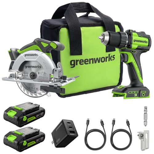 Greenworks 24V Cordless Drill and Circular Saw Kit