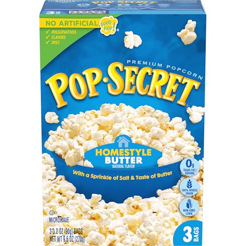 3 Pack Pop Secret Homestyle Butter Microwave Popcorn Bags