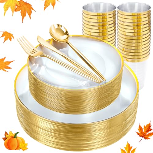 180 Piece Plastic Plates and Dinnerware Set for Parties