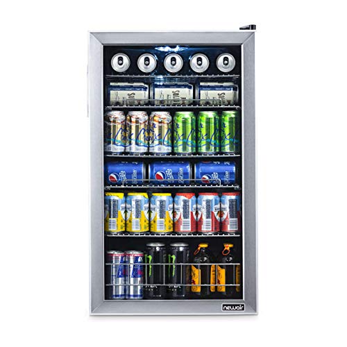 NewAir Beverage Refrigerator Cooler | 126 Cans Free Standing with Right Hinge Glass Door | Mini Fridge Beverage Organizer Perfect For Beer, Wine, Soda, And Cooler Drinks