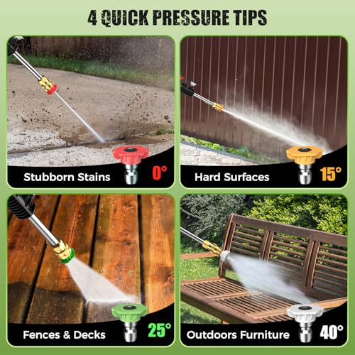 Electric High Pressure Washer - Duede Portable Power Washer with Upgraded Soap Tank, 4 Pressure Tips, 6.6 FT Inlet & 23 FT Water Outlet Hose, 3800PSI & 2.4GPM, Patios/Cars/Driveways/Fences Washing