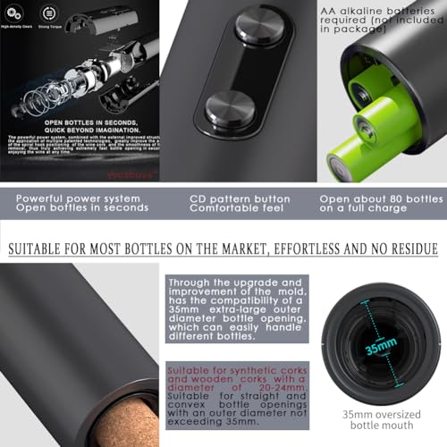 Electric Wine Opener with Aerator and Stopper