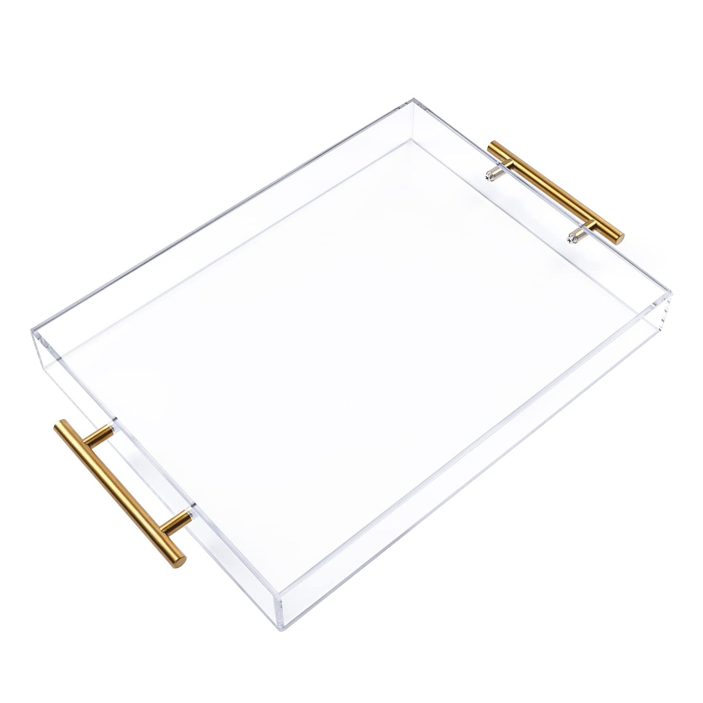 Clear Acrylic Serving Tray with Golden Handles