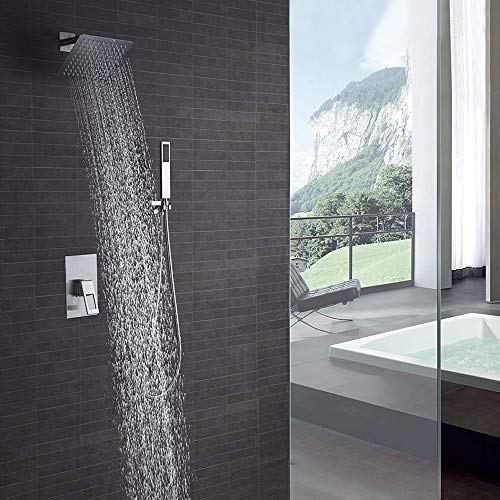 HarJue High Pressure Rain Shower Head, Ultra-Thin Showerhead 304 Stainless Steel Waterfall Shower with Self-Clean Nozzles, Full Body Covering (8 Inch-Shower Head, Chrome)