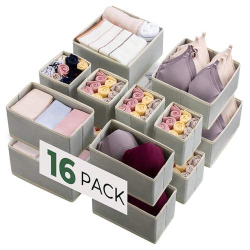 16 Pack Drawer Organizer Bins for Clothes