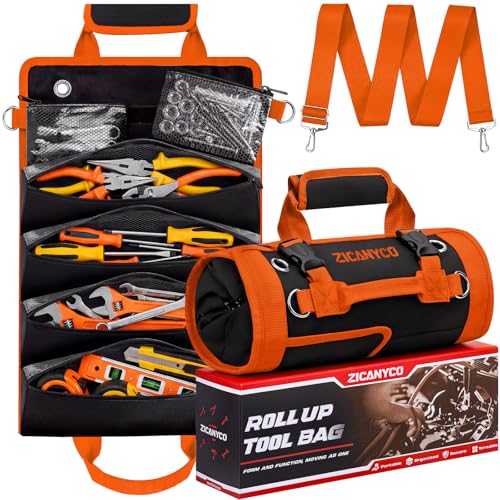 Roll Up See-Through Tool Bag with Detachable Pouches