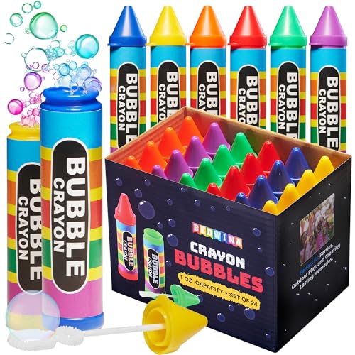 24 Pack Mini Crayon Bubble Bottles for Kids