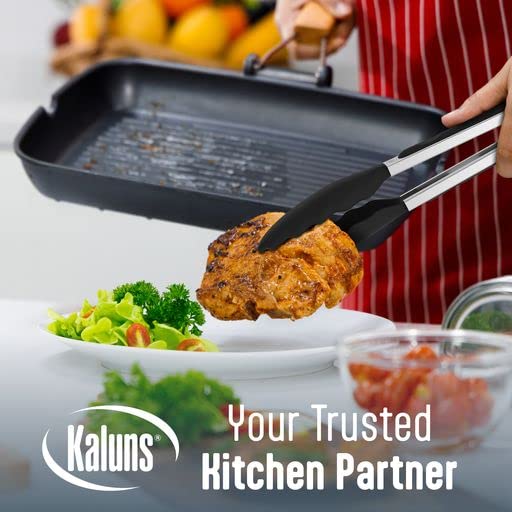 Kaluns Silicone Spatula Set, 4 Rubber Spatulas 600°F Heat Resistant, Nonstick Seamless Design with Stainless Steel Core, Dishwasher Safe, BPA free, Bonus Tongs Included