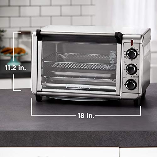 BLACK+DECKER 6-Slice Crisp 'N Bake Air Fry Toaster Oven, TO3215SS, 5 Cooking Functions, 60 Minute Timer, Stainless Steel
