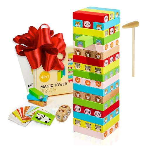 CUBIDI Wooden Stacking Tumbling Tower Game for Kids