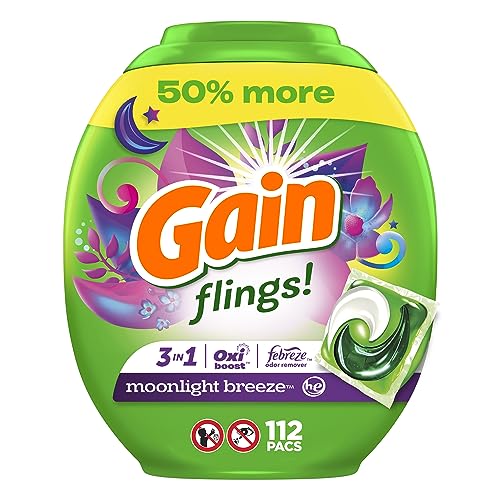 Gain Laundry Detergent Pacs, Moonlight Breeze, 112 ct