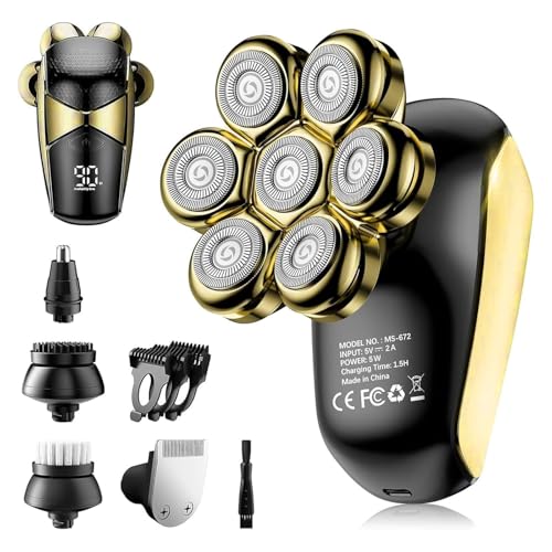 Electric Bald Head Shaver 5-in-1 Waterproof Grooming Kit