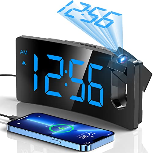 Projection Alarm Clock with 180° Rotatable Projector
