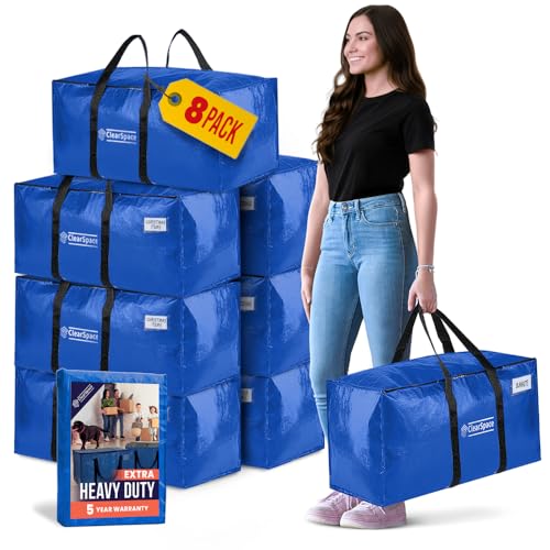 8 Pack ClearSpace Heavy Duty Moving Storage Bags