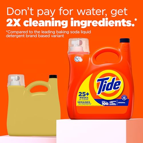 Tide Laundry Detergent Liquid, Original Scent, HE Compatible, 100 Loads, 132 fl oz Laundry Soap (Packaging May Vary)