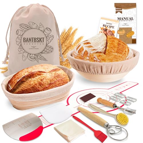 Sourdough Bread Proofing Basket Set, 2 Baskets Kit