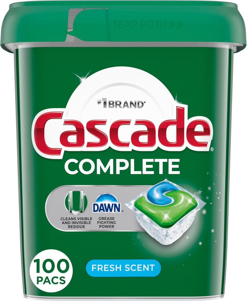 100 Count Cascade Complete Dishwasher Detergent Pods