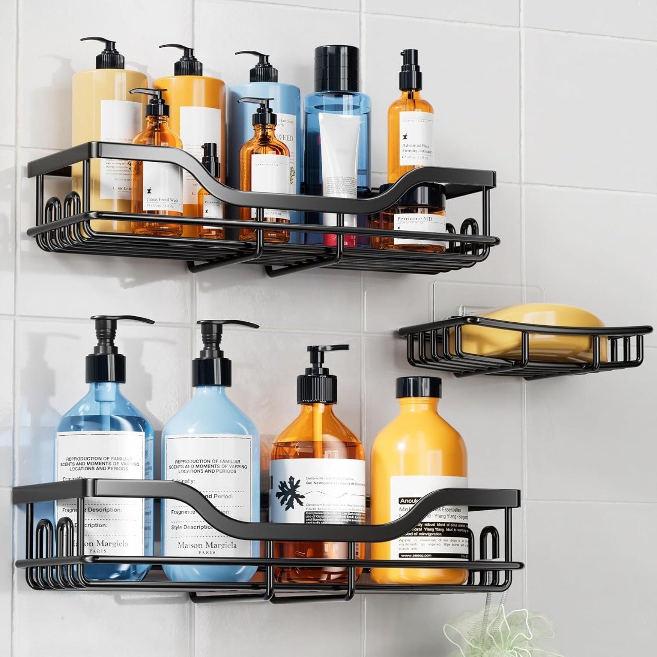3 Pack Adhesive Rustproof Shower Caddy Set