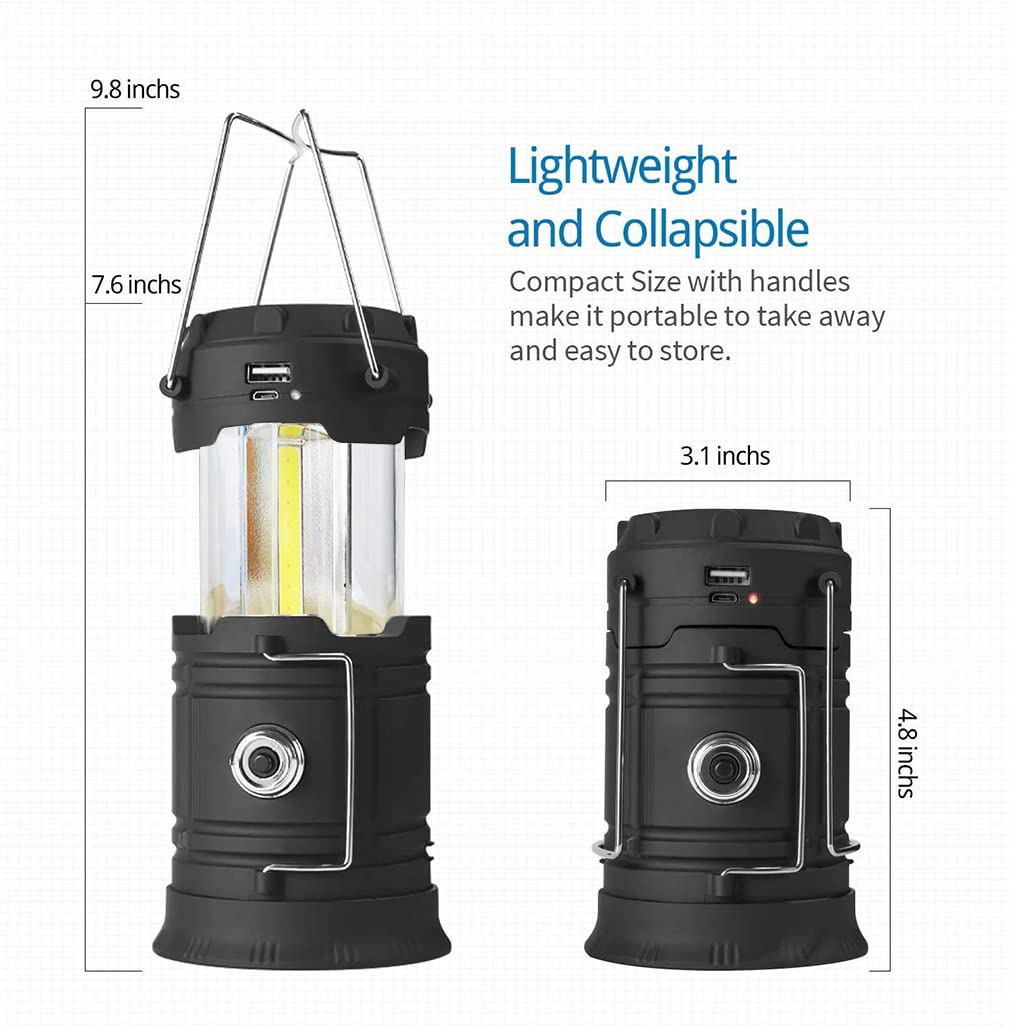 2 Pack Solar Rechargeable LED Camping Lanterns