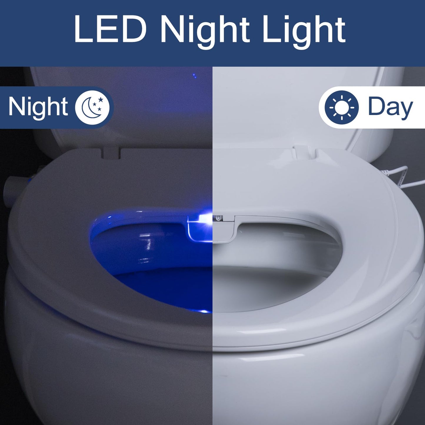 Heated Elongated Bidet Toilet Seat with Night Light