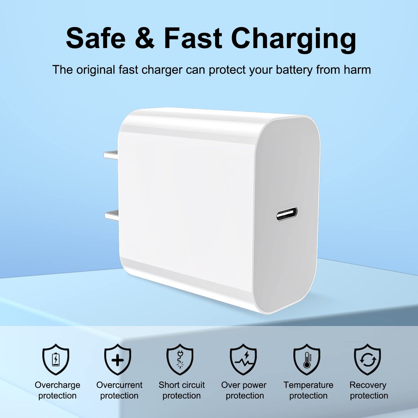 iPhone 16/15 USB-C Fast Charger, 20W + 60W 10FT Cable for iPhone 16/15/Plus/Pro/Max, iPad Pro 12.9/11, Mini 6, Air4