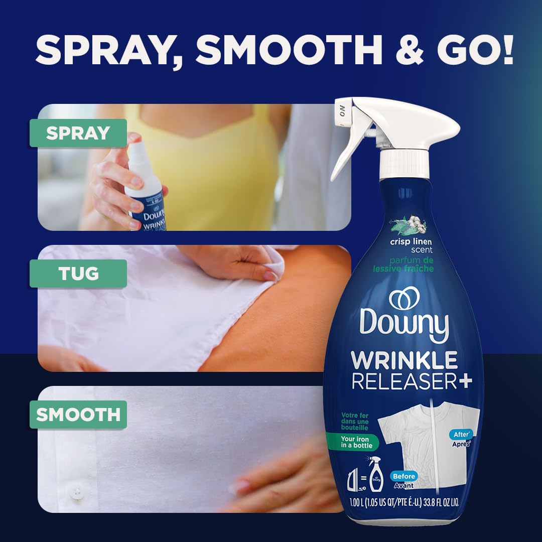 Downy Wrinkle Releaser Spray, Crisp Linen, 33.8 Oz