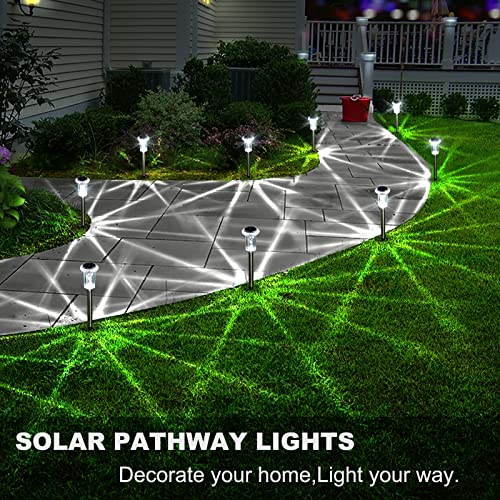 LIANGLOME Solar Lights Outdoor - IP65 Waterproof Solar Pathway Lights Stainless Steel Outdoor Solar Lights for Yard Patio Lawn Walkway and Landscape Cool White (6 Pack)