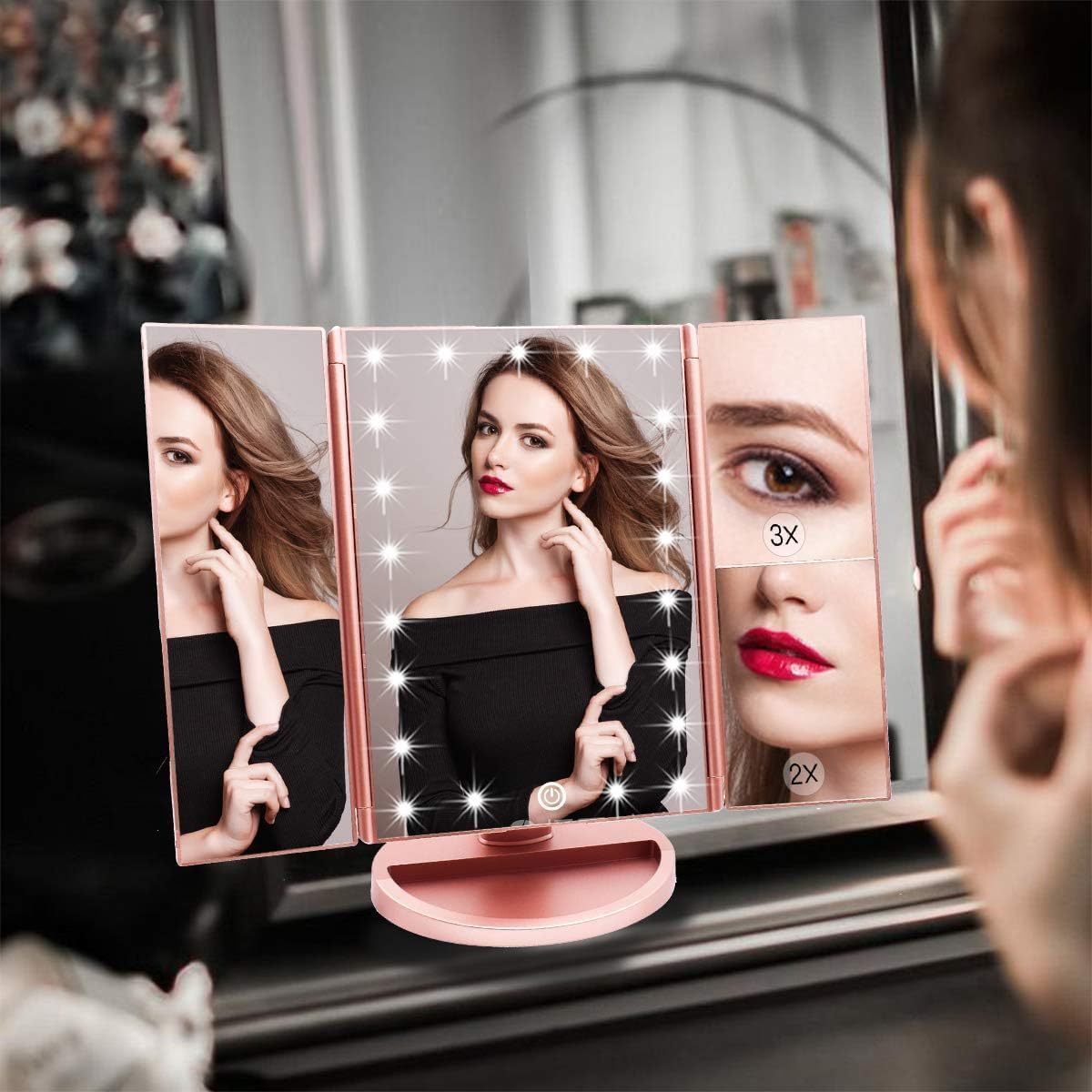 WEILY LED Touch Screen Makeup Mirror with Magnification