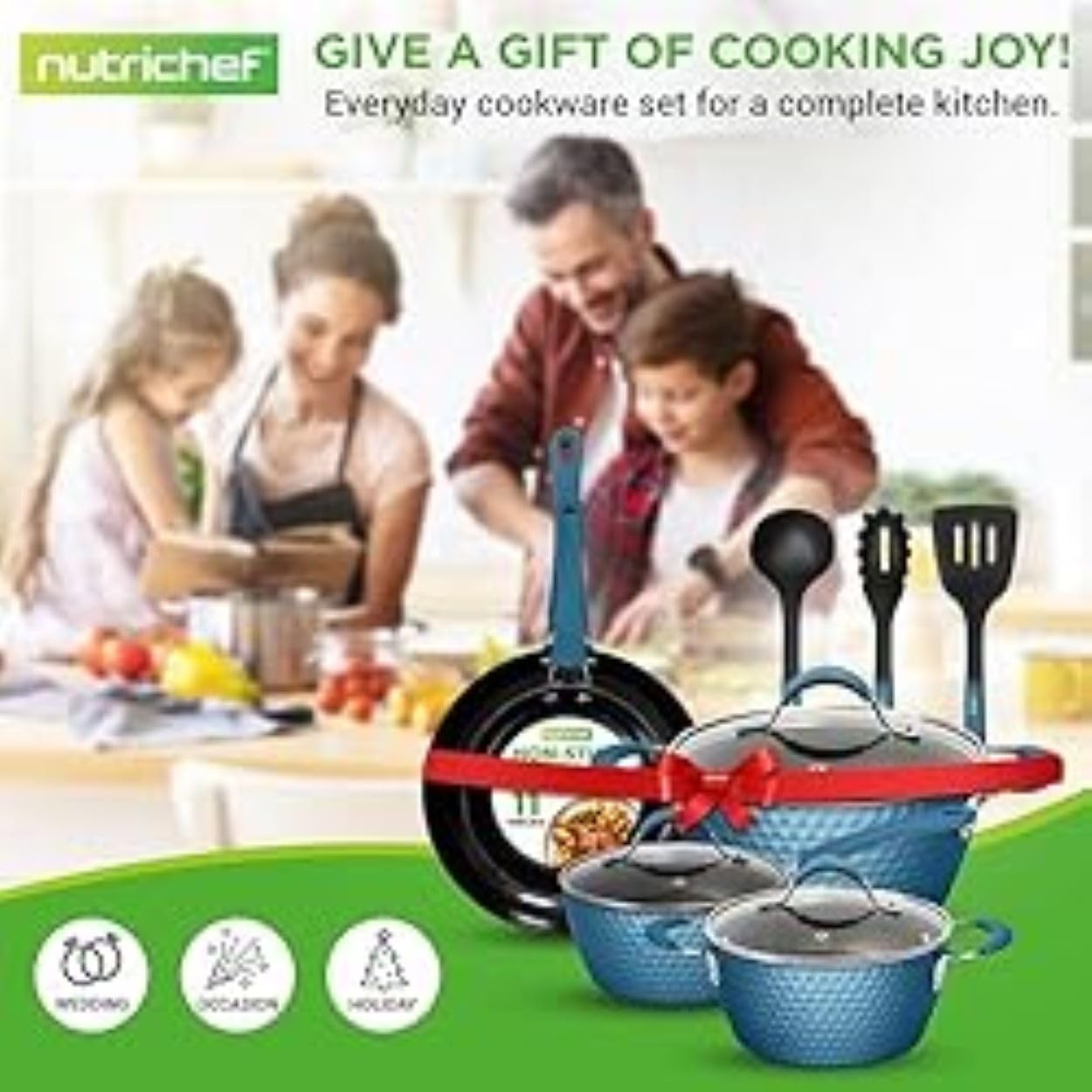 11-Piece NutriChef Non-Stick Cookware Set