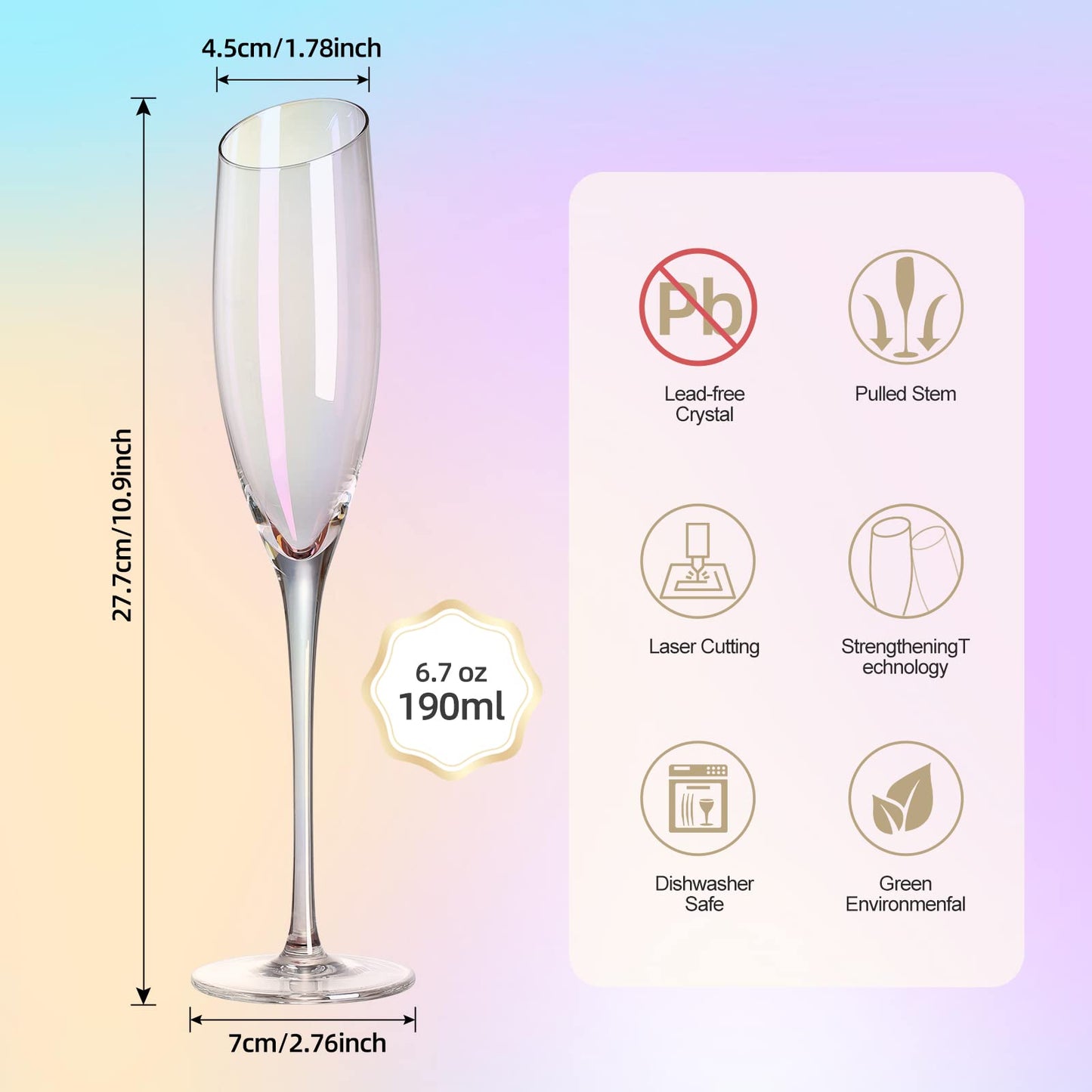 DORELINA Set of 2 Modern Champagne Flutes