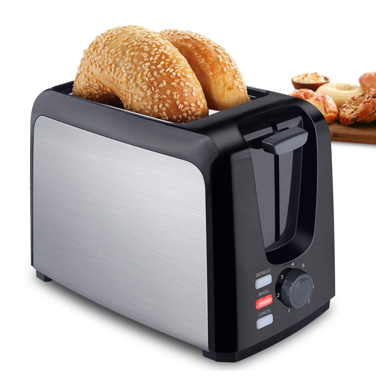 Toaster 2 Slice Stainless Steel Toaster Two Slice Toaster with Removable Crumb Tray Toaster Wide Slot Toasters 2 Slice Best Rated Prime with 7 Bread Shade Settings and Bagel, Defrost, Cancel Function