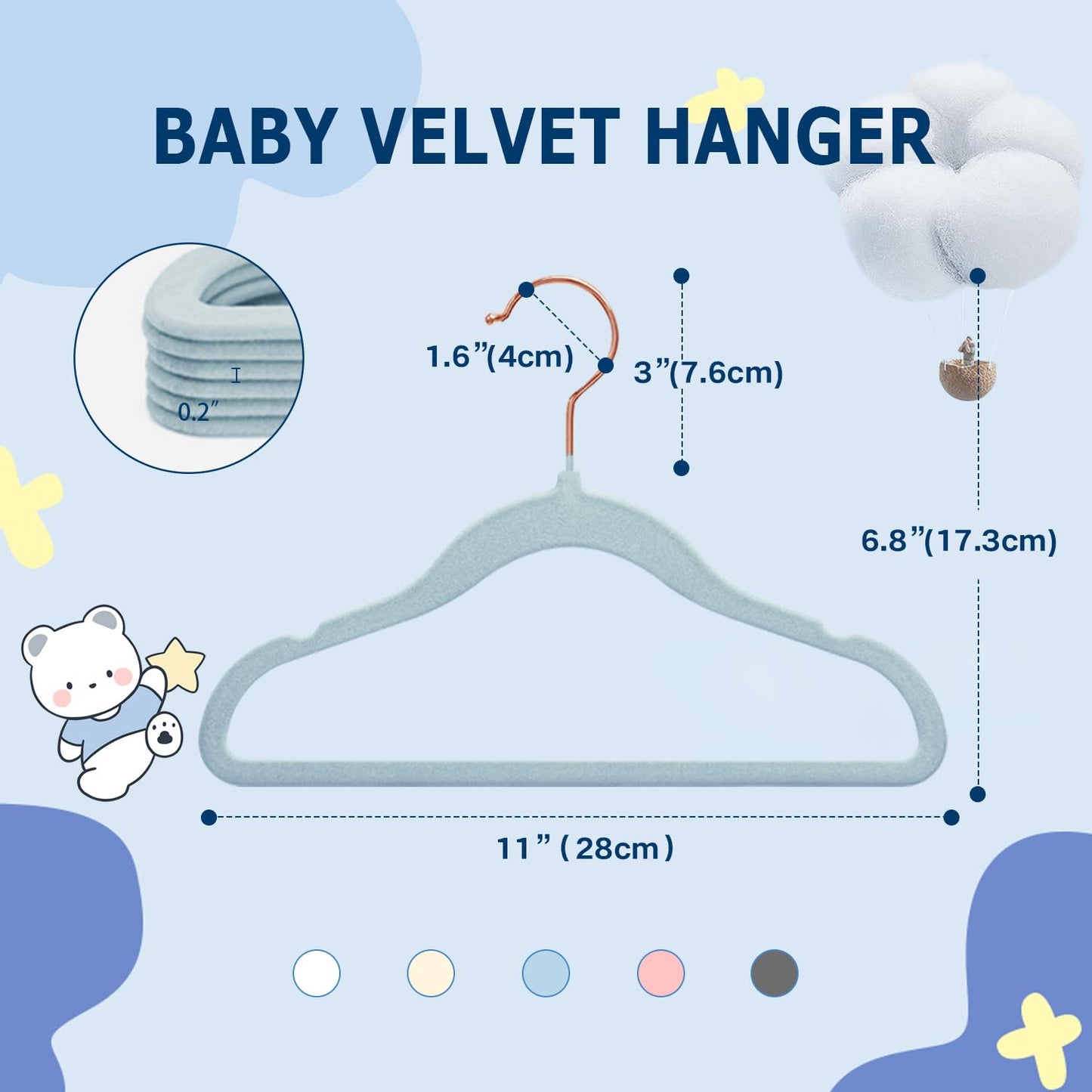 32 Pack Baby Velvet Hangers with Non-Slip Notches