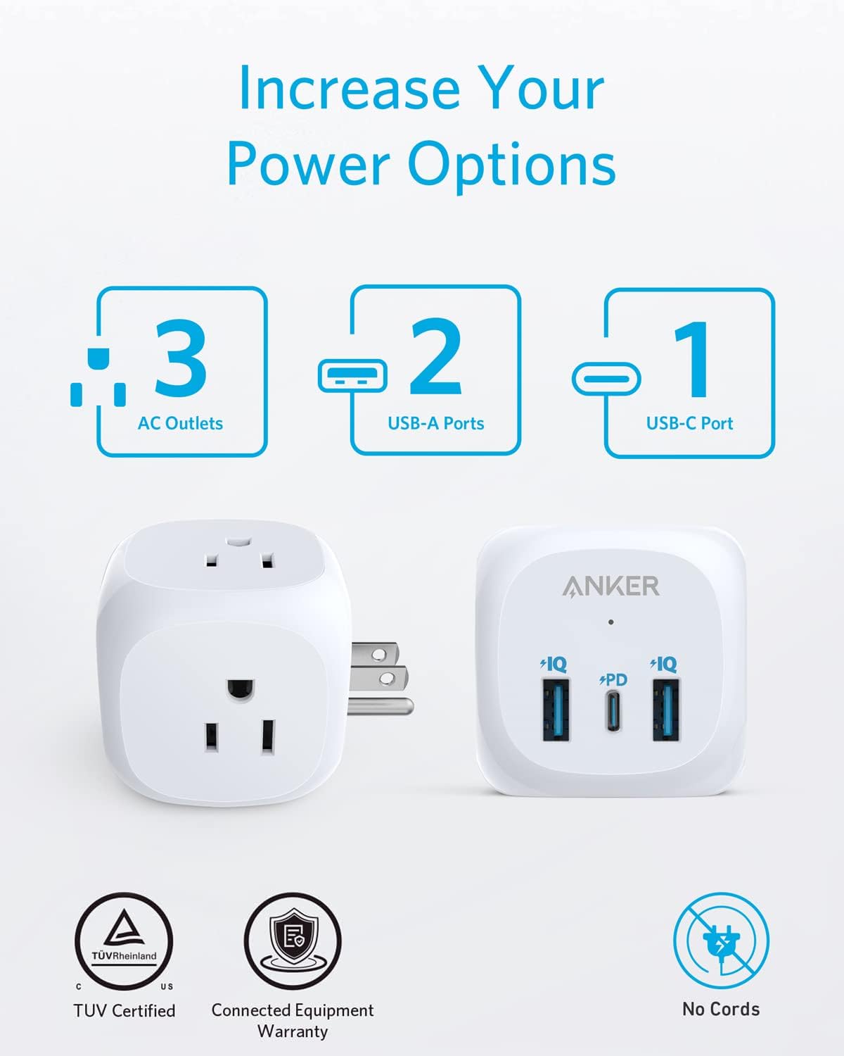Anker USB C Outlet Extender with 3 Outlets
