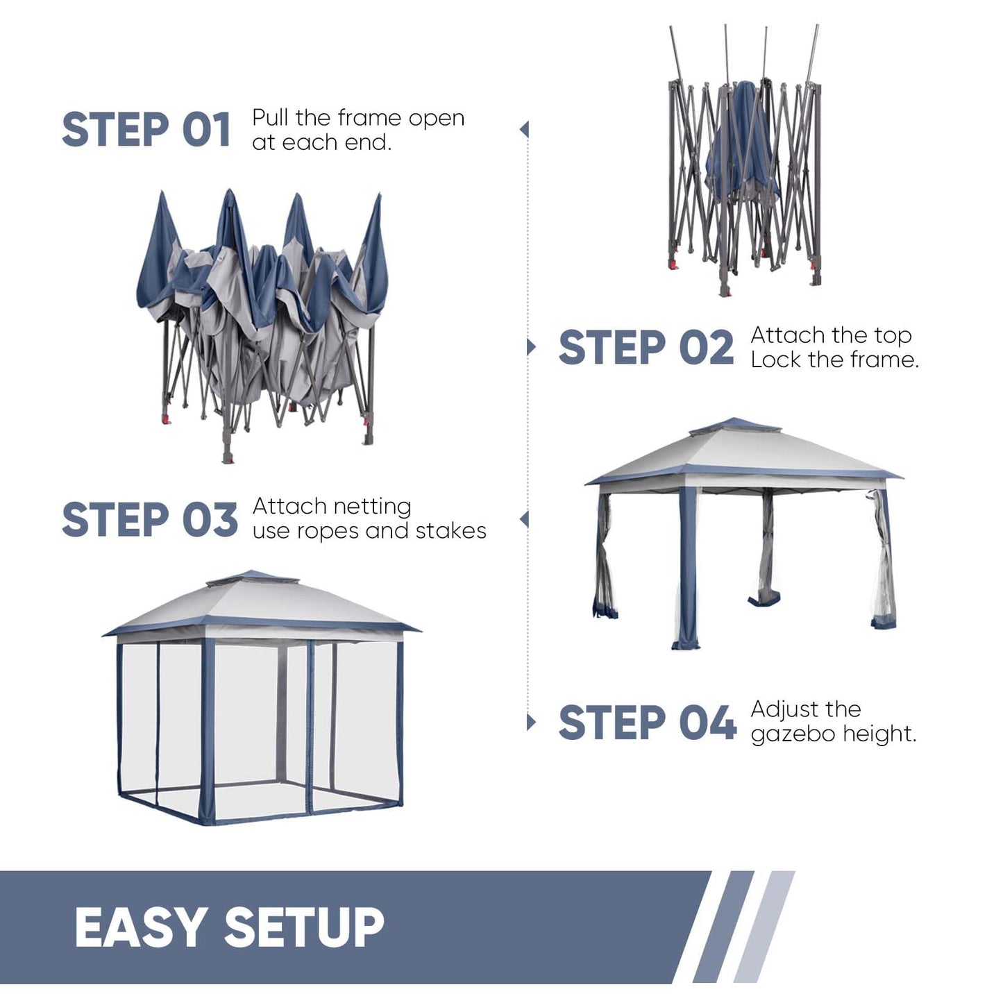 Wonlink 11x11 FT Adjustable Gazebo Tent with Netting