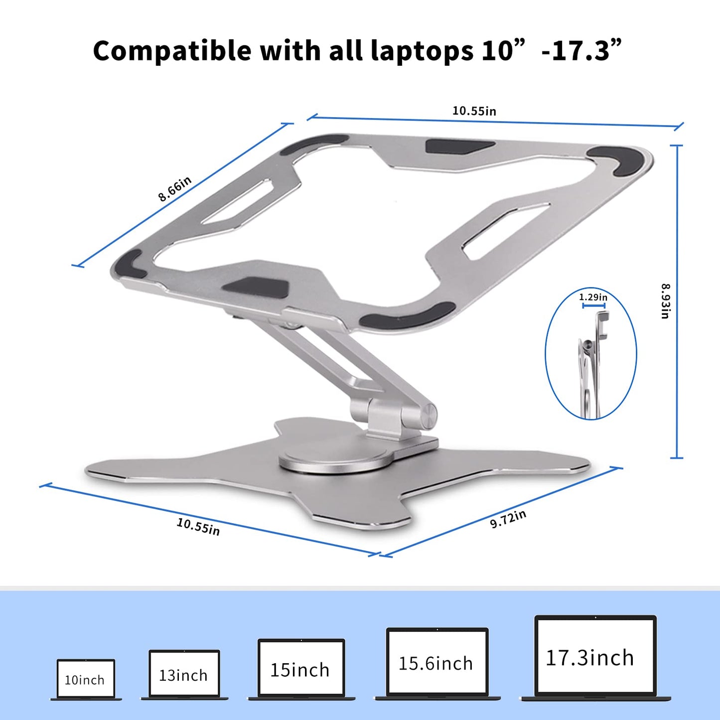 BFSGSGMR Rotatable Laptop Stand, Heat Dissipation Laptop Lifting Rack, Ergonomic Laptop Bracket, Suitable for laptops up to 17.3 inches, Compatible with MacBook Pro/Air, laptops, etc (Silver)