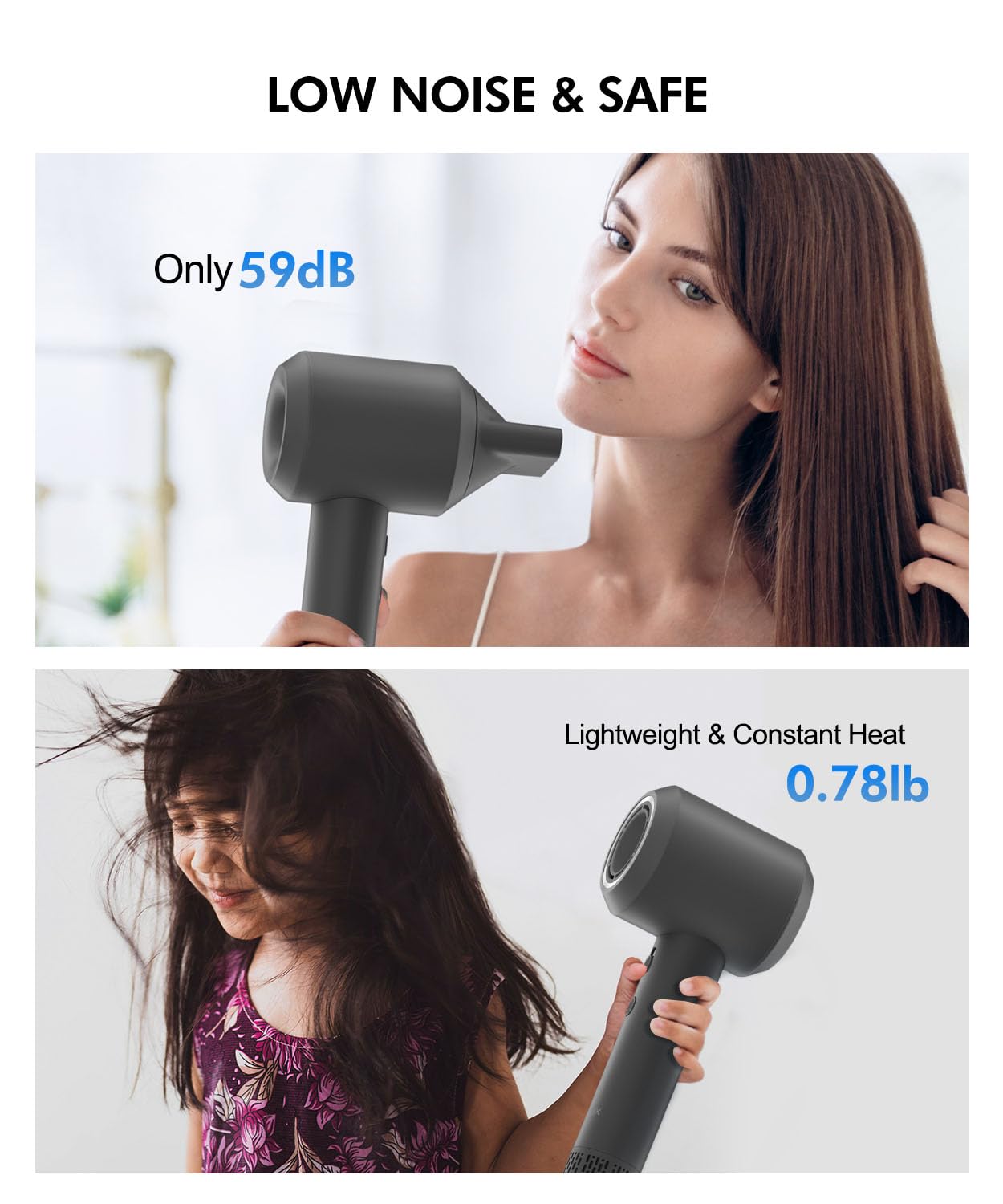 1500W Ionic Hair Dryer with Low Noise