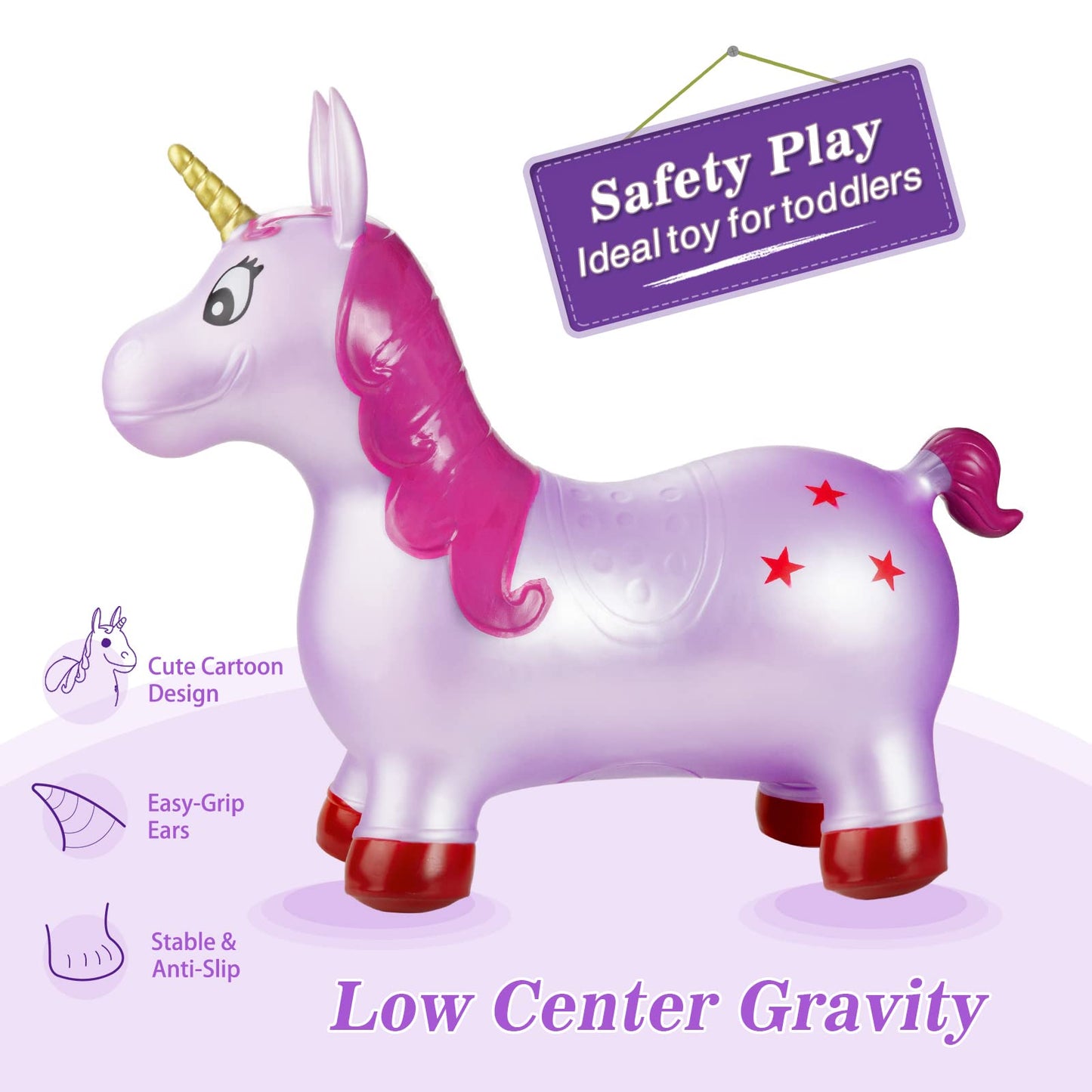 Bouncy Inflatable Unicorn Ride-on Toy for Kids