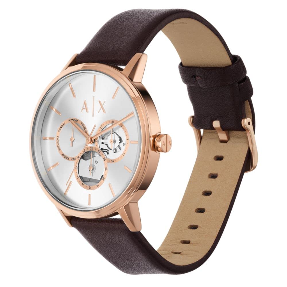 A|X ARMANI EXCHANGE Men's Multifunction Brown Leather Band Watch (Model: A|X2756)