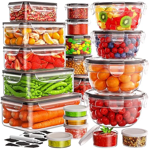 40 Pack Airtight Plastic Food Storage Containers