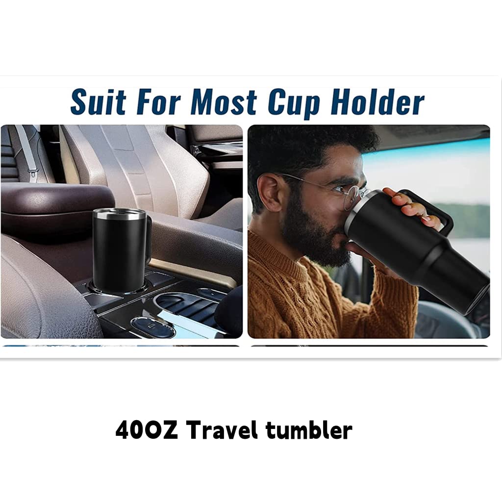 40oz Insulated Travel Mug with Handle & Straw