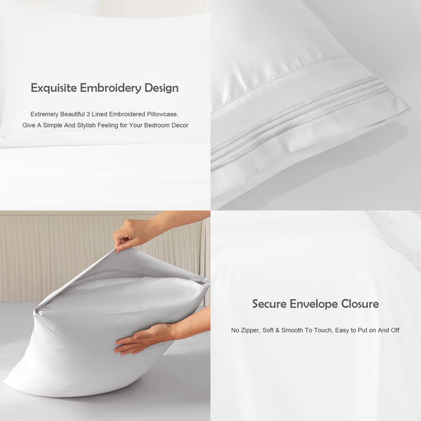 REDKEY Twin Size Bed Sheets Set 3 Piece Set Soft Breathable Bedding Sheets & Pillowcases Sets Deep Pocket Twin Bed Sheets Wrinkle Resistant - Easy Care (Twin,Light Grey)