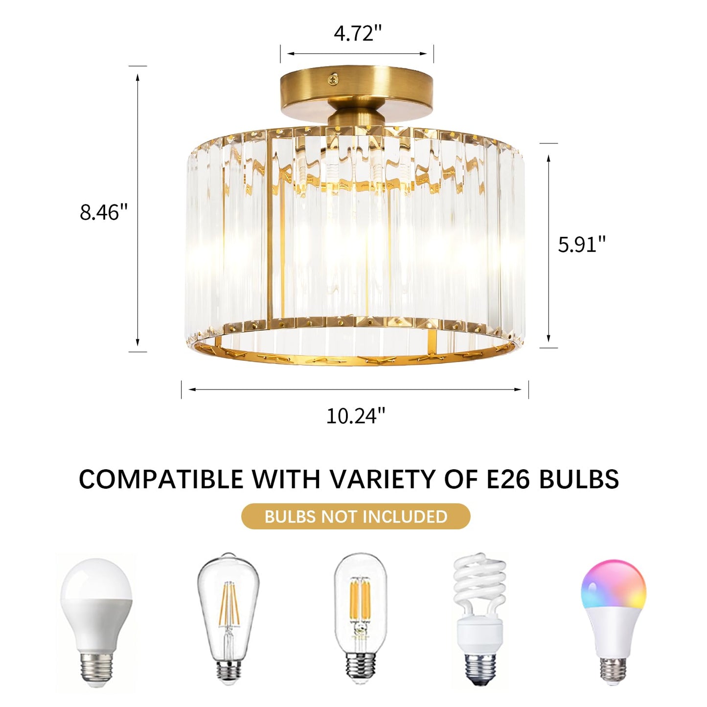 Modern Gold Semi Flush Mount Ceiling Light